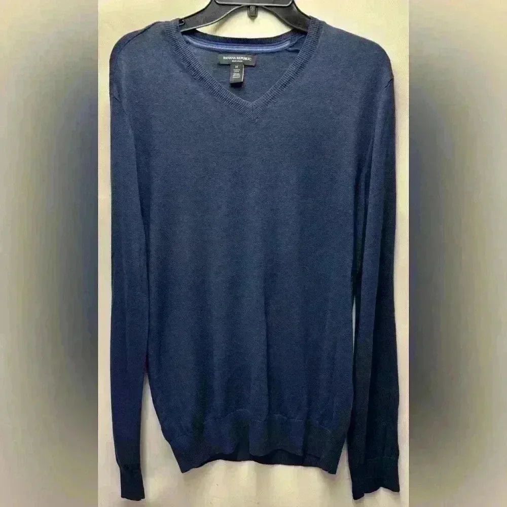 Banana Republic Silk Linen Blend Pullover Sweater Size Medium Color Blue